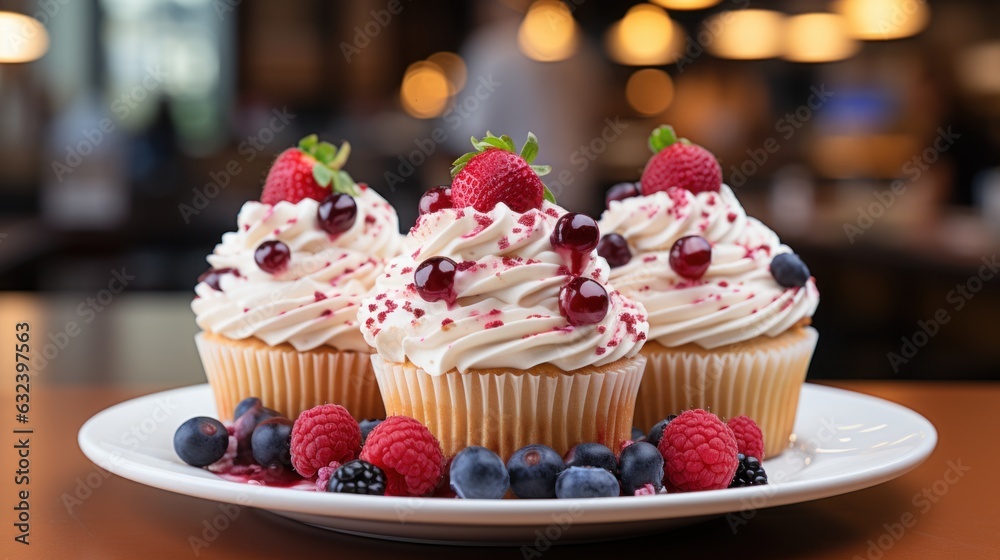Cupcake Heaven: Indulging in Strawberry Cream Delights, generative ai