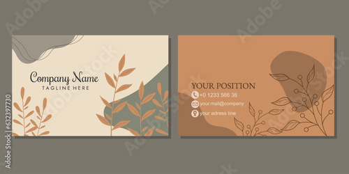 Set of modern business card print templates. design with hand drawn floral pattern. landscape orientation for identity cards, thank you cards, covers, invitations.