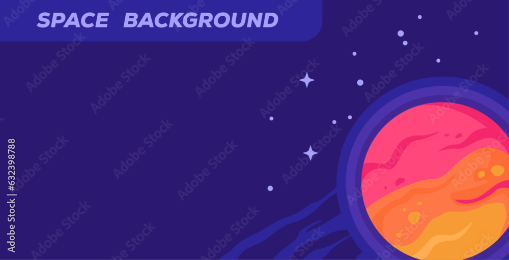outer space illustration background, flat style design with colors 