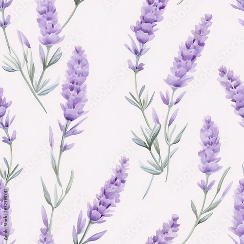 Seamless background of tender watercolor lavender on white