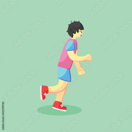 Child in Colorful Clothes Running Vector