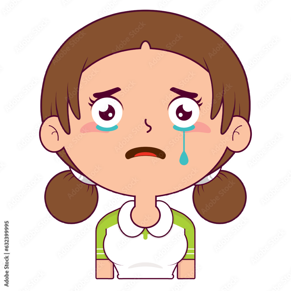 girl crying and scared face cartoon cute girl crying and scared face cartoon cute