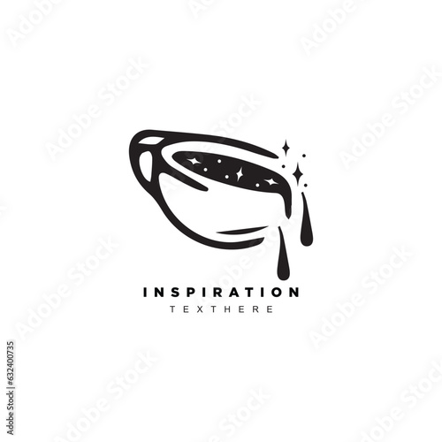 Vintage retro spilled coffee inspiration logo design for cafe or restaurant