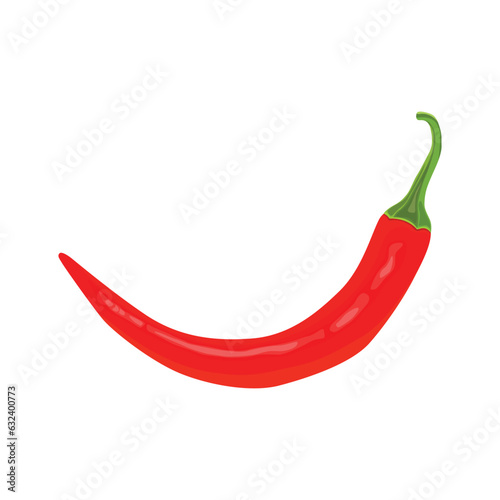 Vector illustration of red hot chili pepper realistic in flat cartoon stle. Red hot chili pepper lay on white background with shadow for labels and logo design. Single or group chili pepper.