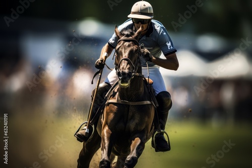  Horse And Rider Competing In A Polo Match, Generative AI. © Box Milk