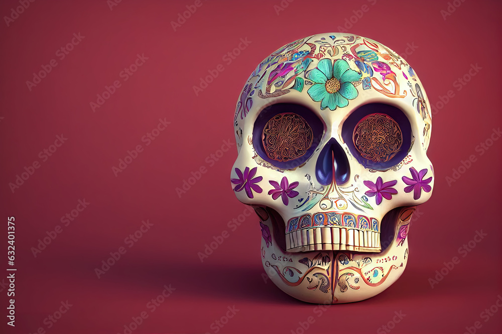 Generative AI Sugar Skull (Calavera) to celebrate Mexico's Day of the Dead (Dia de Los Muertos)