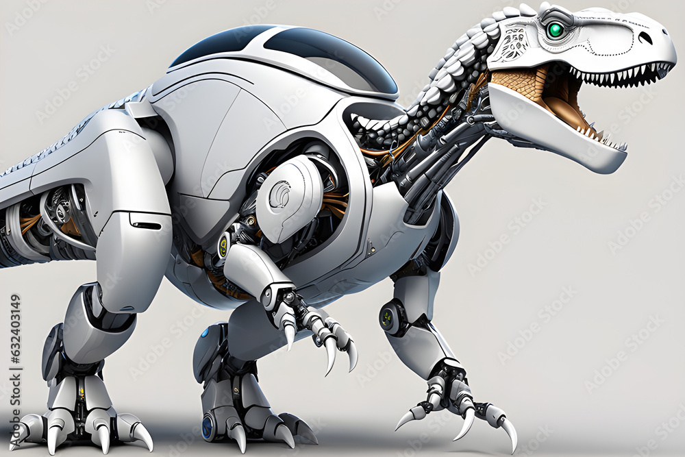 3d rendered illustration of a dinosaurs robot. Generative AI