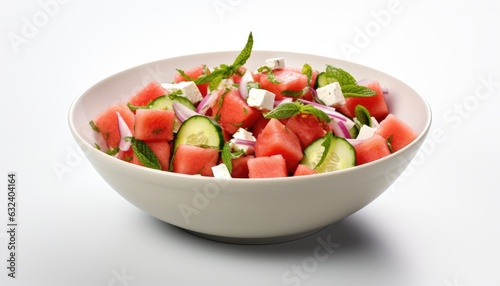 salad watermelon with tomatoes and cucumbers