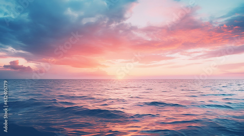 blurred defocused sunset with beautiful sky and ocean nature background