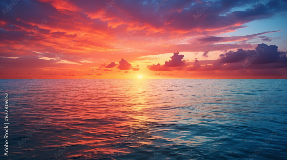 colorful sunset over ocean on Maldives