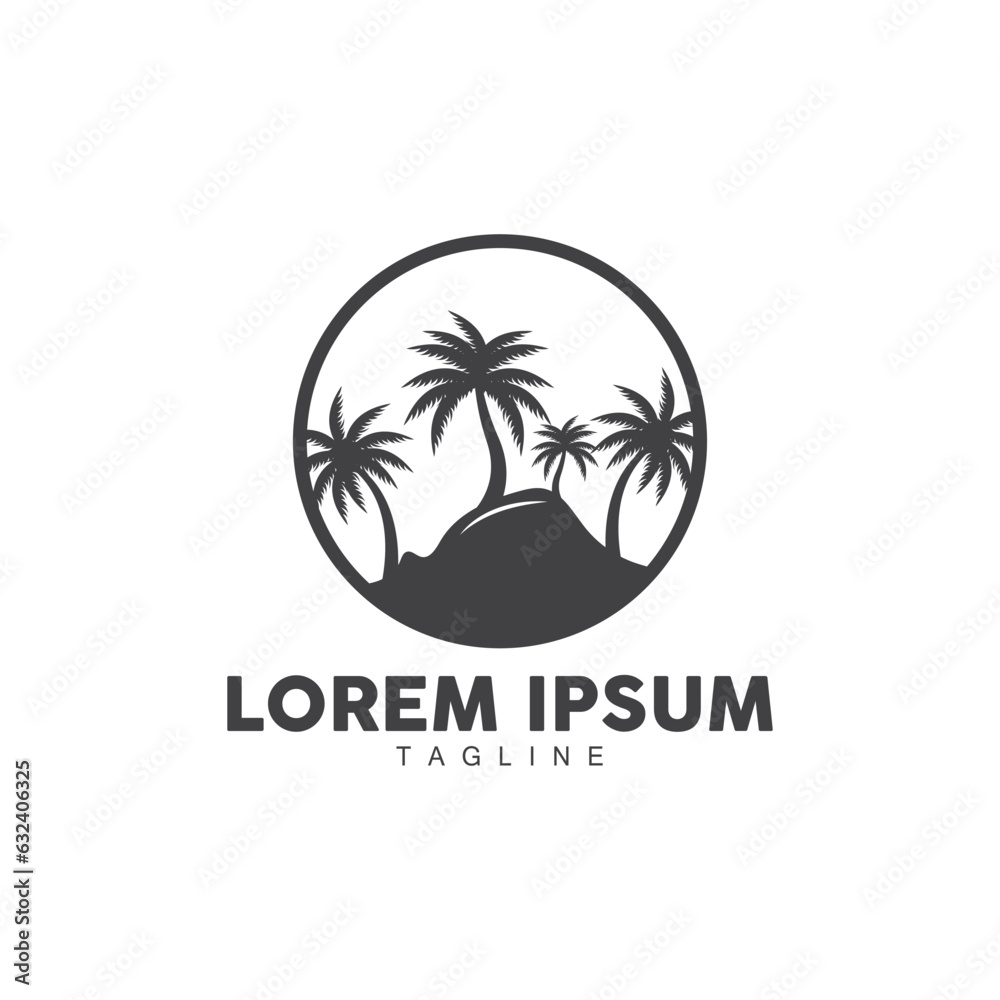 Coconut Tree Logo Design, Beach Plant Vector, Palm Tree Summer, Illustration Template