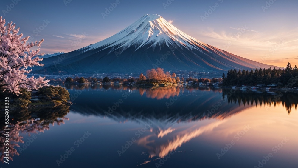 Fototapeta premium Mt Fuji at Kawaguchiko lake in Japan during sunrise.