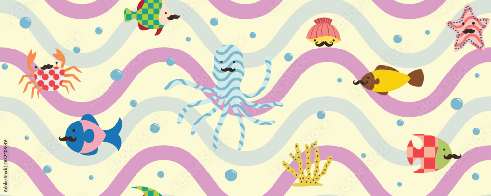 Fototapeta premium seamless pattern with sea creature