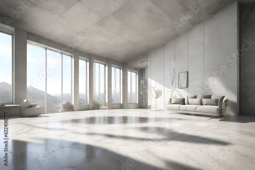 interior of a room limestone 3d rendering