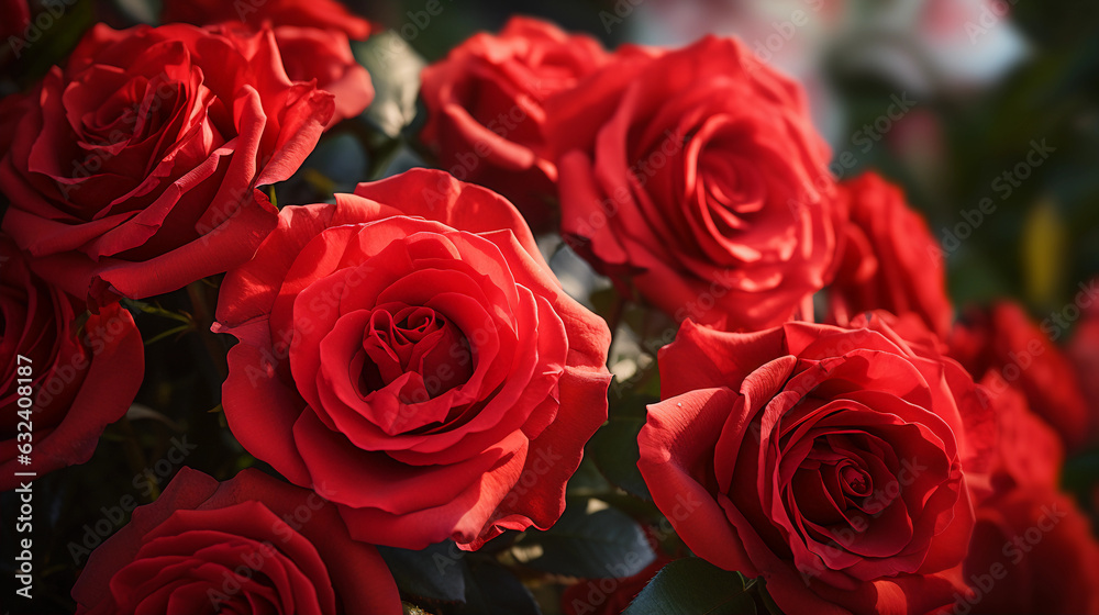 Eternal Red Roses. Eternal beauty of red roses captured in a photorealistic spring garden. evoking emotions of love and passion. Generative ai Eternal Red Roses. Eternal beauty of red roses captured in a photorealistic spring garden. evoking emotions of love and passion. Generative ai
