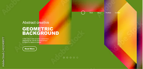 Triangles with fluid gradients, abstract landing page background. Minimal shapes composition for wallpaper, banner, background, leaflet, catalog, cover, flyer