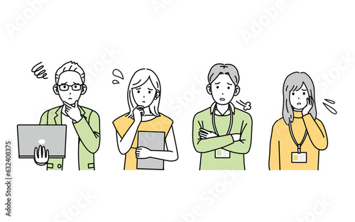 困る表情をしたフリーランス、ビジネスパーソン