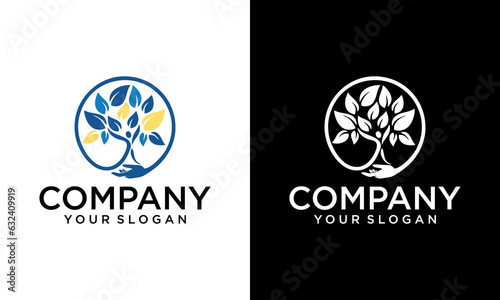 tree of life, artistic color plant for people community social group logo design