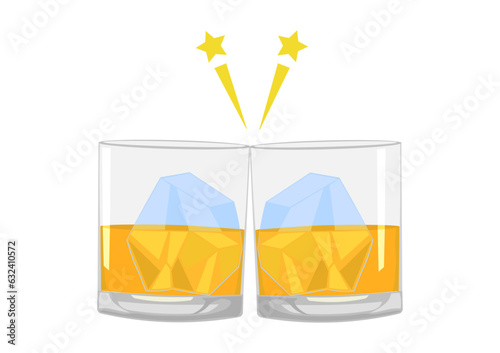 ウイスキーのオン・ザ・ロックで乾杯