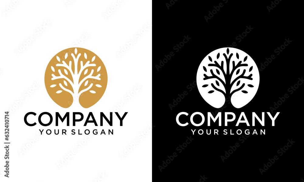 Circle Tree vector logo this beautiful tree is a symbol of life, beauty ...