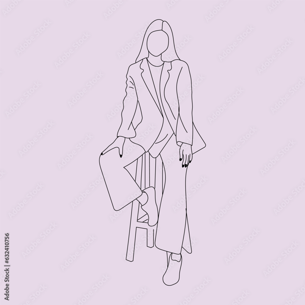 free vector hand-drawn fashion women elegant line art free vector hand-drawn fashion women elegant line art