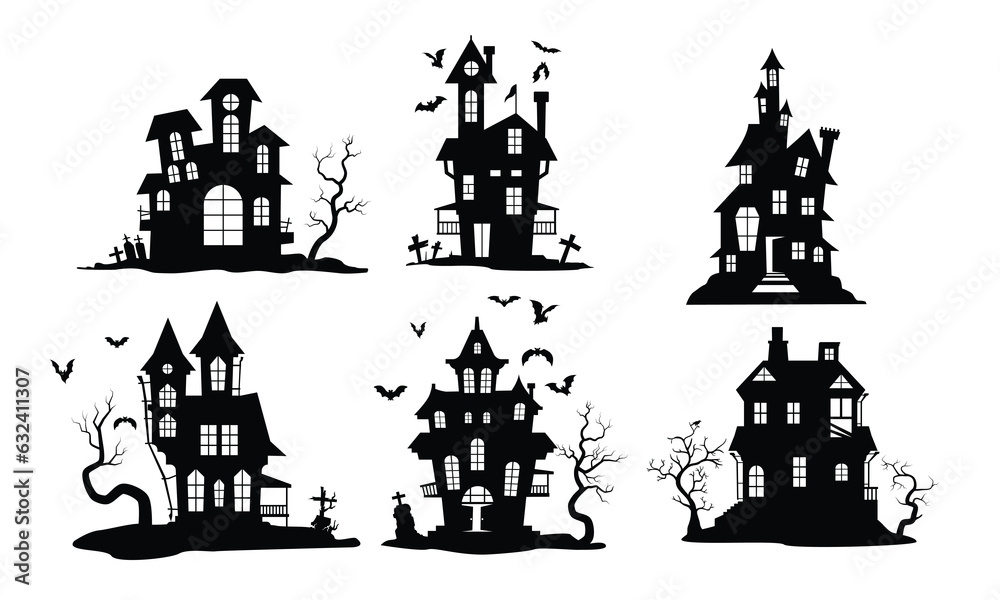 silhouette haunted home set. silhouette haunted home set.
