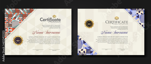Certificate template with geometric artwork design and simple shapes.vector Illustration