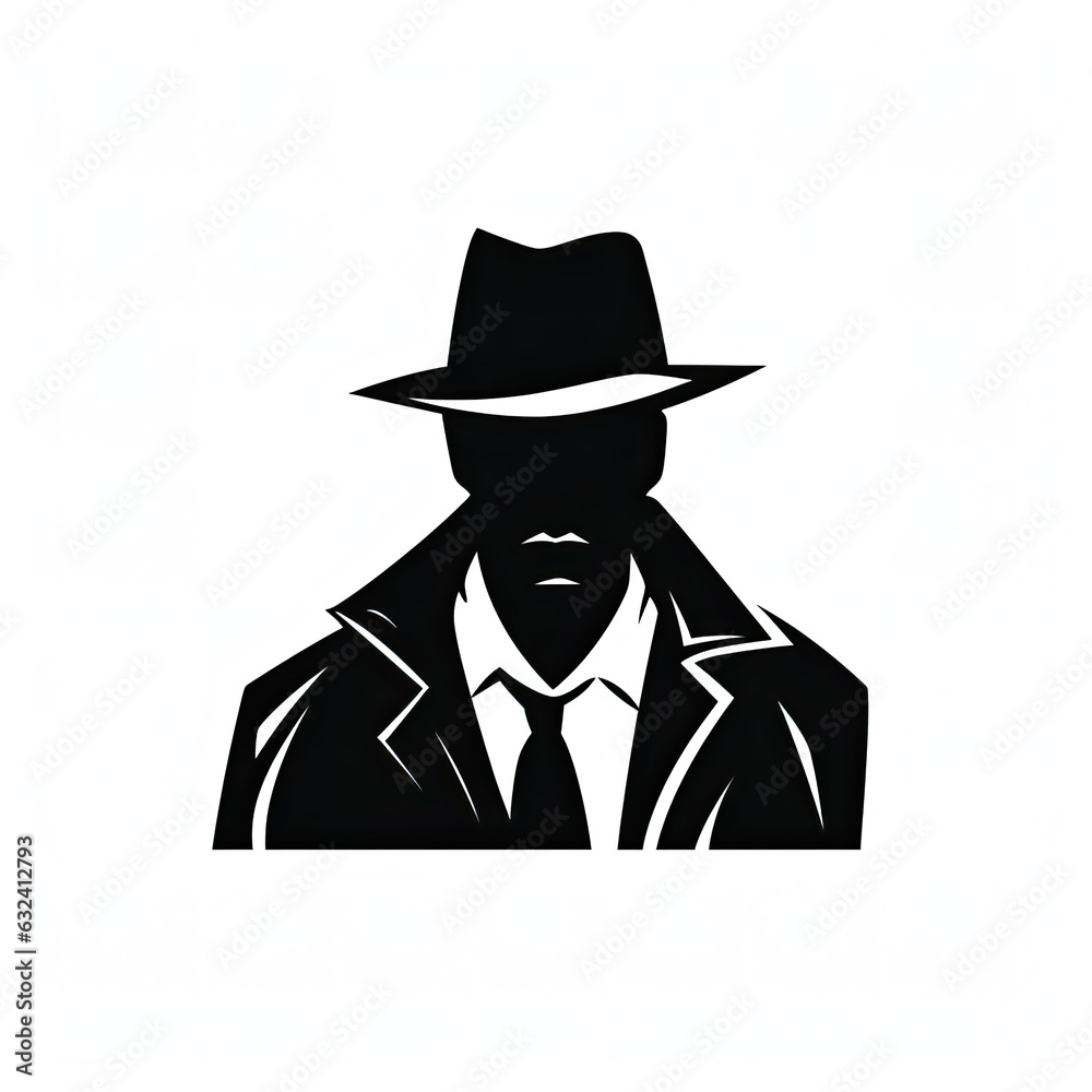 vector logo of detective, minimalistic style, black on white background vector logo of detective, minimalistic style, black on white background