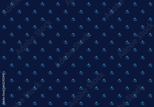 Abstract geometric tulip flower n leaf seamless pattern. Mini light and blue element on dark blue background. For male masculine cloth lady dress silk scarf fabric apparel textile garment cover pants 