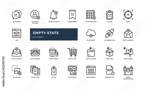 empty state error state ui detailed icon set website. eps vector file