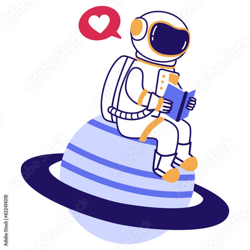 Astronaut Reading Book Illustration