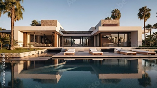 Villa exterior interior with luxury swimming pool