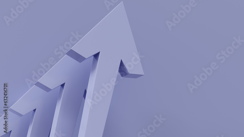 Achieving Success: Purple Arrows Signify Profitable Growth with Copy Space, 3D render