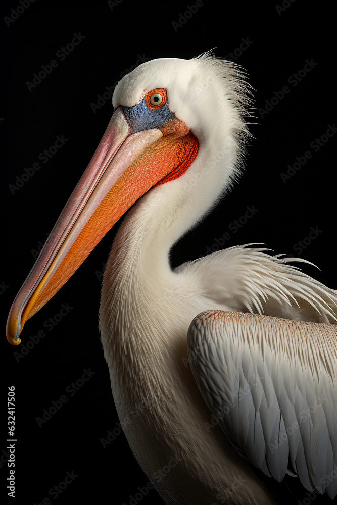 American White Pelican in its Natural Habitat. Majestic Portrait. American Wildlife Animal. Generative ai American White Pelican in its Natural Habitat. Majestic Portrait. American Wildlife Animal. Generative ai