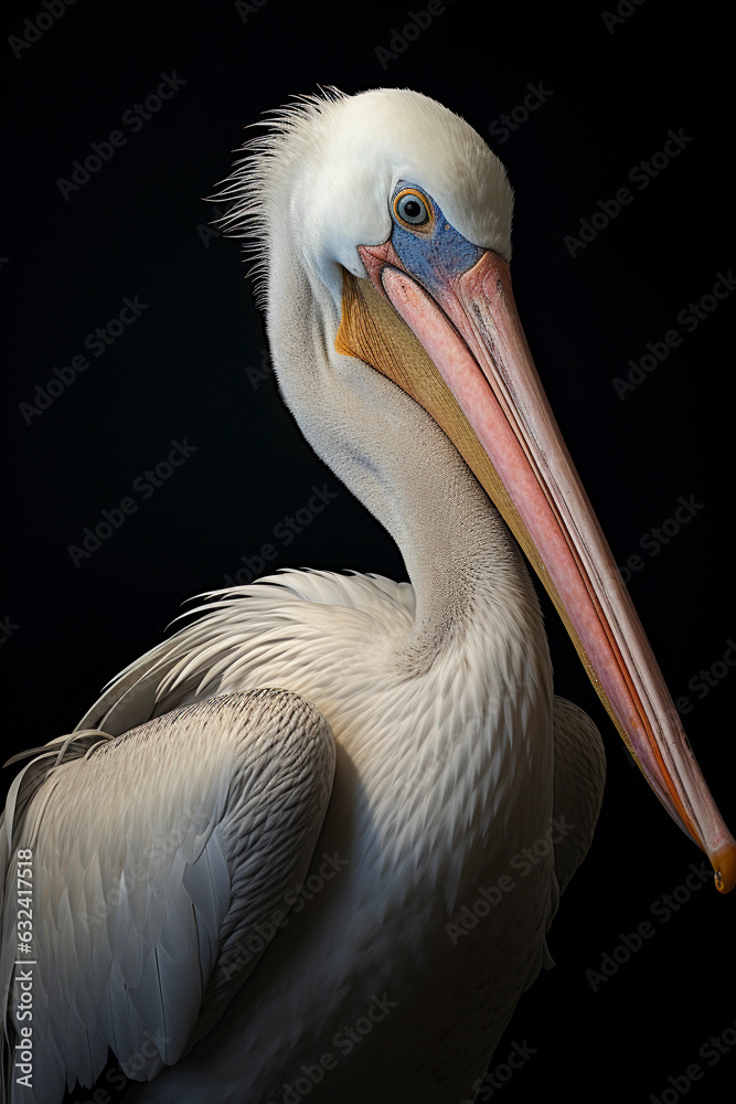 American White Pelican in its Natural Habitat. Majestic Portrait. American Wildlife Animal. Generative ai American White Pelican in its Natural Habitat. Majestic Portrait. American Wildlife Animal. Generative ai