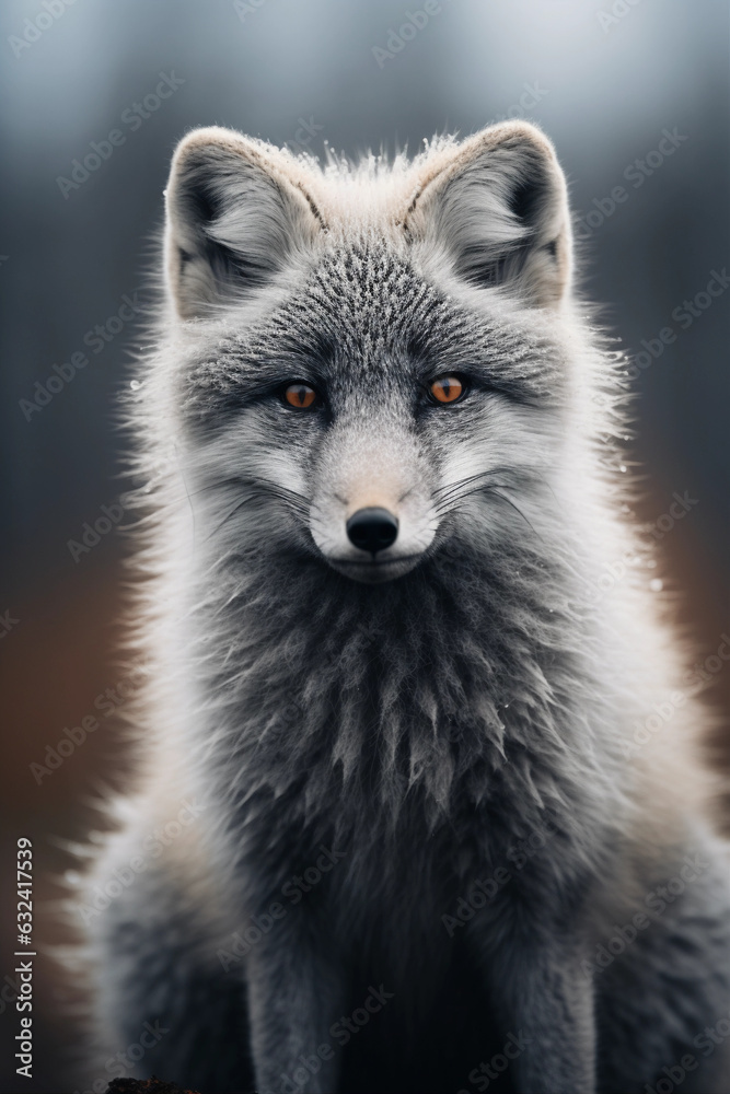 Arctic Fox in its Natural Habitat. Majestic Portrait. American Wildlife Animal. Generative ai