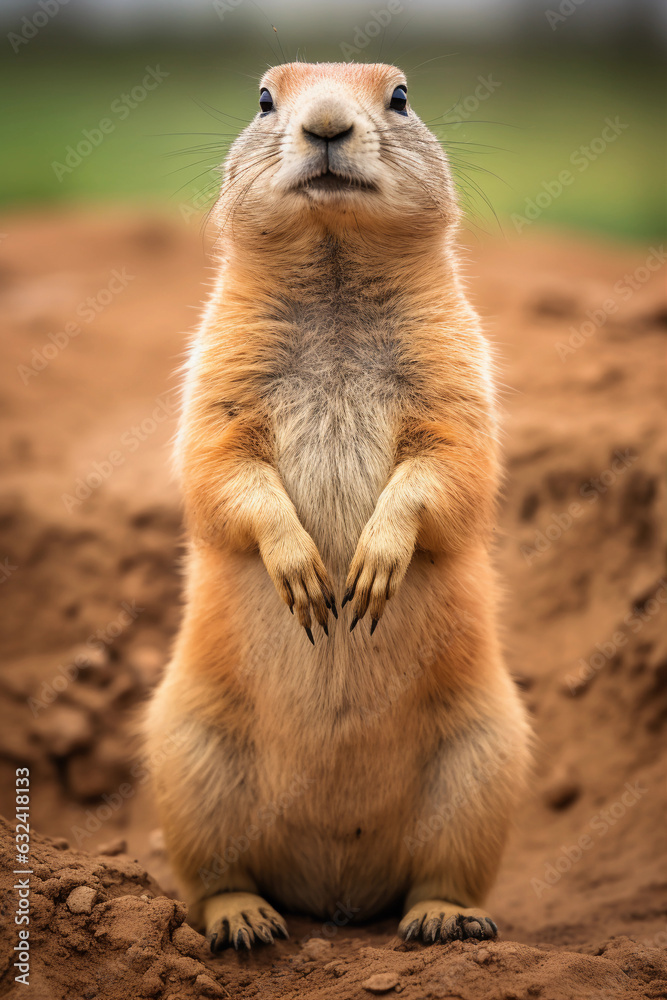 Blacktailed Prairie Dog in its Natural Habitat. Majestic Portrait. Wildlife Animal. Generative ai Blacktailed Prairie Dog in its Natural Habitat. Majestic Portrait. Wildlife Animal. Generative ai