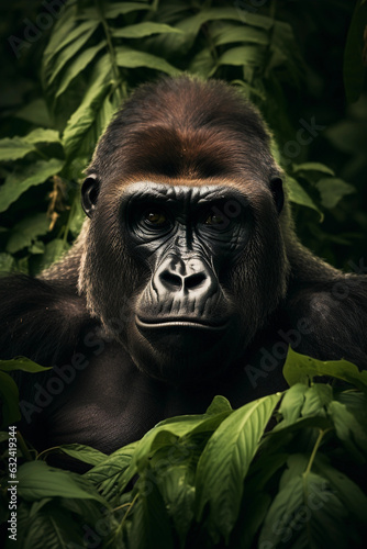 Gorilla in the Jungle. Majestic Portrait. Wildlife Animal. Generative ai © cwiela_CH