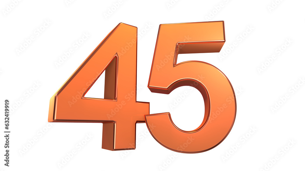 Fototapeta premium Orange glossy 3d number 45
