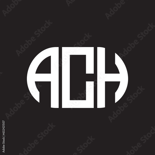 ACH letter technology logo design on black background. ACH creative initials letter IT logo concept. ACH setting shape design 