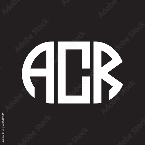 ACR letter technology logo design on black background. ACR creative initials letter IT logo concept. ACR setting shape design 