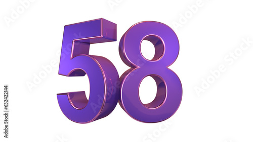 Purple glossy 3d number 58