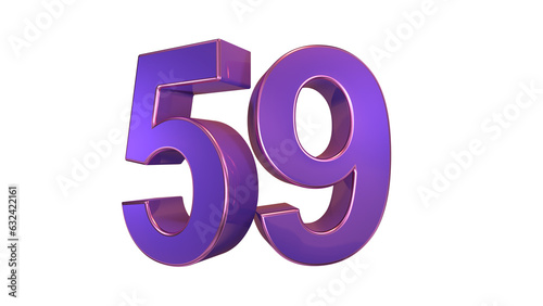 Purple glossy 3d number 59
