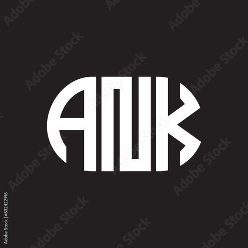 ANK letter technology logo design on black background. ANK creative initials letter IT logo concept. ANK setting shape design
 photo