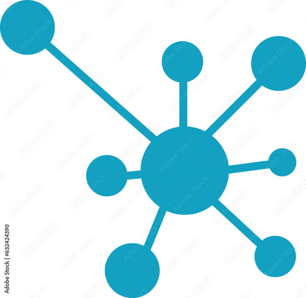 Vector blue icons, signs and symbols in science flat design