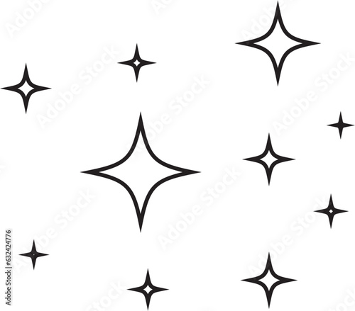  Vector outline stars sparkle firework  Decoration twinkle  shiny flash