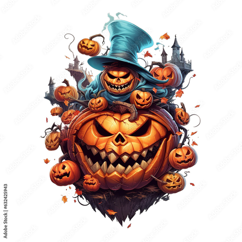 Halloween illustration isolated on white, transparent background, Generative ai