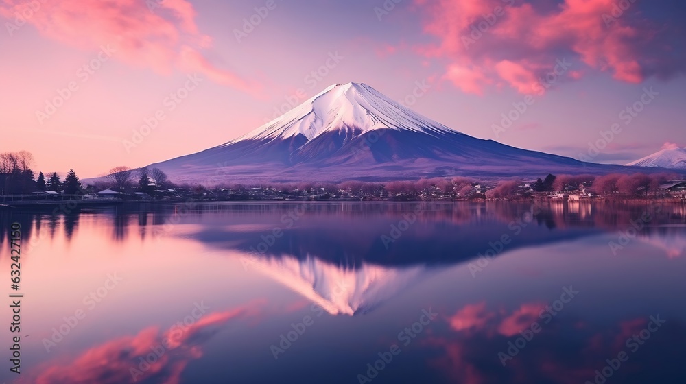 Generative AI : Mount Fuji, Lake Kawaguchi, Japan