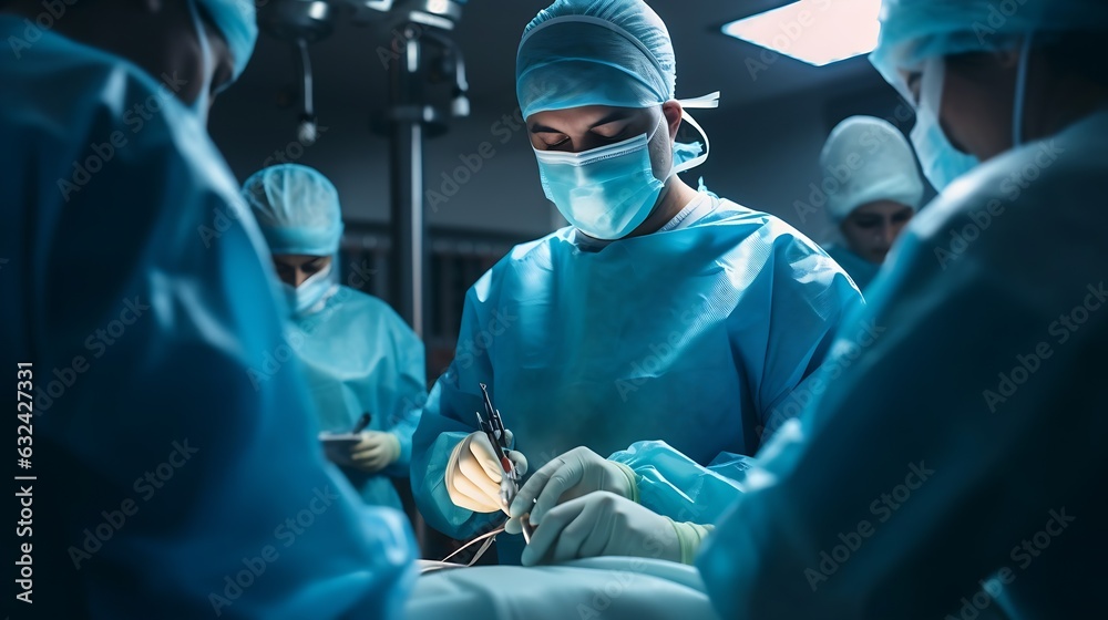Generative AI : Medical Team Performing Surgical Operation in Modern Operating Room Generative AI : Medical Team Performing Surgical Operation in Modern Operating Room