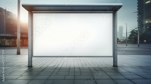 Generative AI   Blank banner. This is for advertisers to place ad copy samples on a bus shelter.